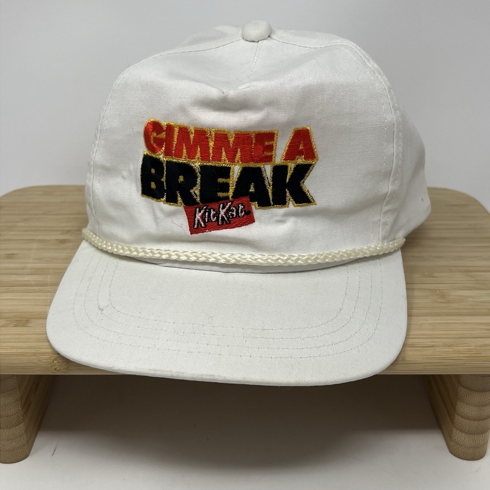 Vintage Kit‎ Kat "Gimmie a Break" Snapback Hat White 90s Advertising Embroidered